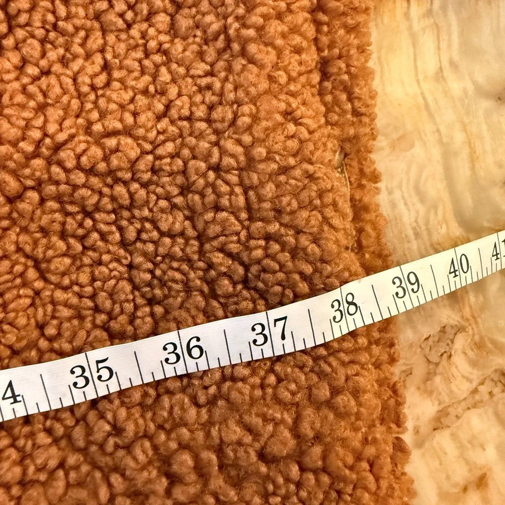J.Crew Womens Sherpa Topcoat Brown Double-Breasted Teddy Lined Winter Size LP‎